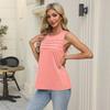 Women's New Spring/summer Solid Colour U-neck Pleated Vest T-shirt