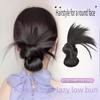 Elegant Women'S Elegance Hair Clip Bun with Feather Accent - Heat-Resistant Synthetic Wig, Perfect for Daily Wear & Parties, Stylish Low Bun