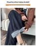 Women's Dark Blue High-Waisted Plush Wide-Leg Pants - Autumn/Winter Fleece, Straight, Loose Fit (Style 66228)