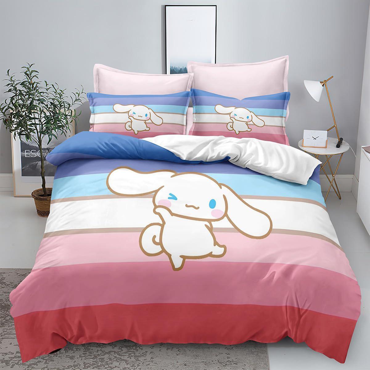 

Sanrio Pom Pom Purin Cinnamoroll Комплекти постільної білизни Ковдра Покривало Наволочка 2-3 Предмети Комплекти для Дітей Дорослих AU Double180x210cm