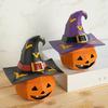 Halloween Ornament Pumpkin Wearing Witch Hat Shape Statue Indoor Outdoor Decor Spooky Halloween Tabletop Decoration