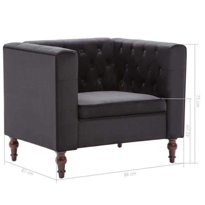 VidaXL Fauteuil avec Revêtement en Velours Noir Canapé à 1 Place de Salon 247012