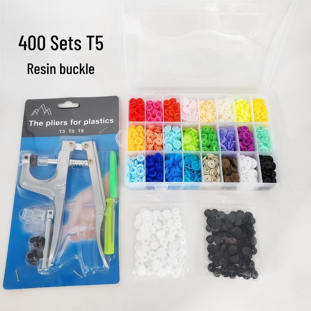 460-Piece No-Sew Baby Snaps Kit: Hand Press Pliers, Colorful Resin Buttons, Installation Tools