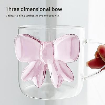 1 styck 13oz 400ml Kreativ Transparent Glasmugg Med För Bästa Vänner Vacker Dekor Rosa Tjej Kaffe F6K1