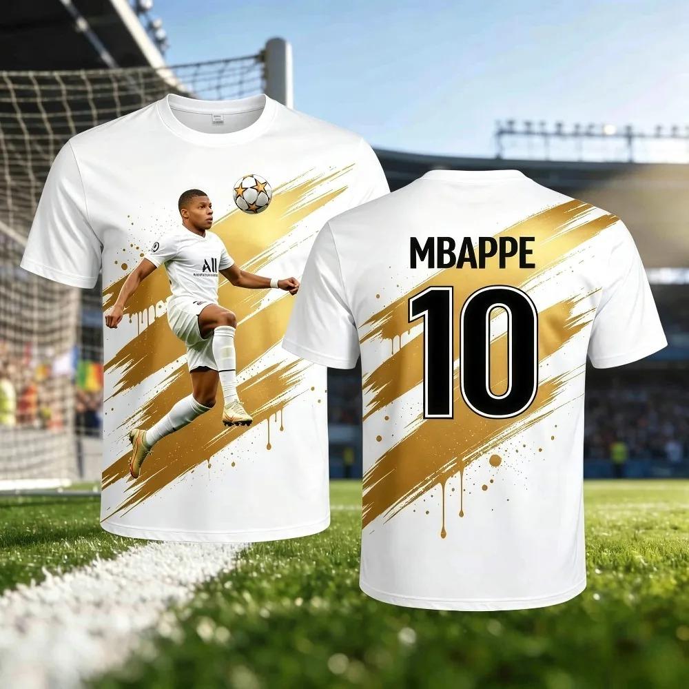 Summer Mbappé's 3D printed sportswear football short-sleeved T-shirt is loose and comfortable.