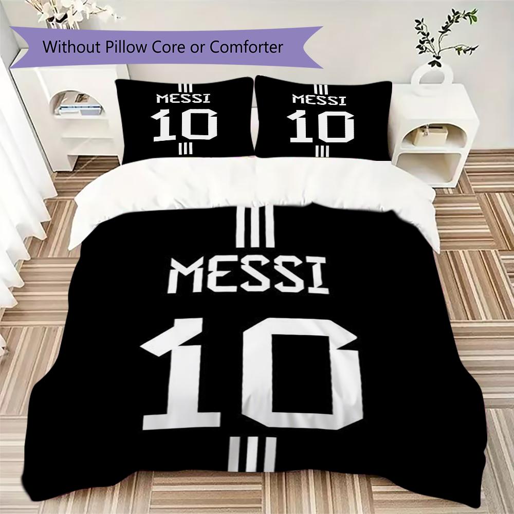 MESSI 10 Pattern Bedding uilt Set uilt Cover Pillowcase Home Decoration Birthday Gift (1 * duvet cover + 2 * pillowcase without core)