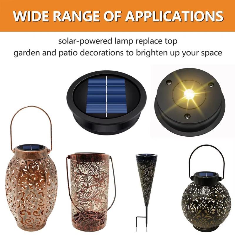 Solar Panel with LED Lantern Light Lid Solar Lights Top Replacement Part for Outdoor Hanging Lanterns DIY Table Lights Decor