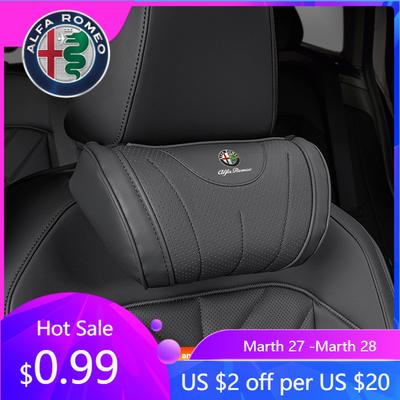 For Alfa Romeo High-end Leather Car Seat Headrest Memory Foam Comfort Neck Pillow For Alfa Romeo 4C 159 166 Spider Giulia Giulie