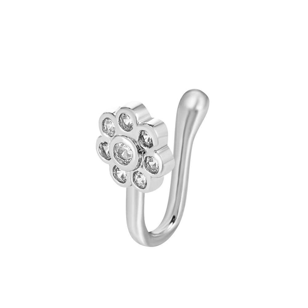 Non Perforated U-Shaped Nose Clip Copper Inlaid Zircon Star Shaped Heart Crown Nose Ring Nose Decoration Puncture Decoration