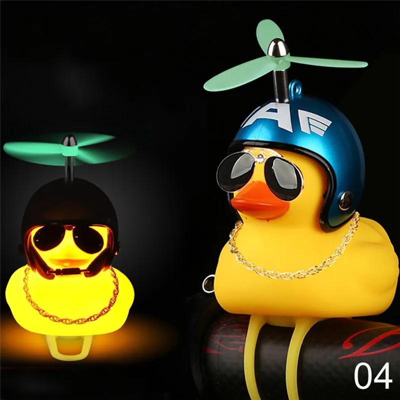 Luminous/Normal Airscrew Helmet Standing Duck Broken Wind Small Yellow Duck Bike Motor Riding Cycling Lights Bicycle Accessories