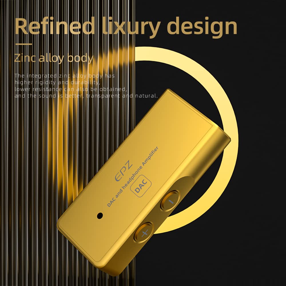 Hifi Kingdom EPZ TP30 Portable Headphone Amplifier Dual Android Only Type C 32bit/768Khz/DSD512 3.5mm&4.4mm Output, (GOLD)