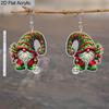 2D Flat 2pairs Red and Green Dwarf Acrylic Dangle Earrings, Perfect Gift for Women, Christmas Party Jewelry