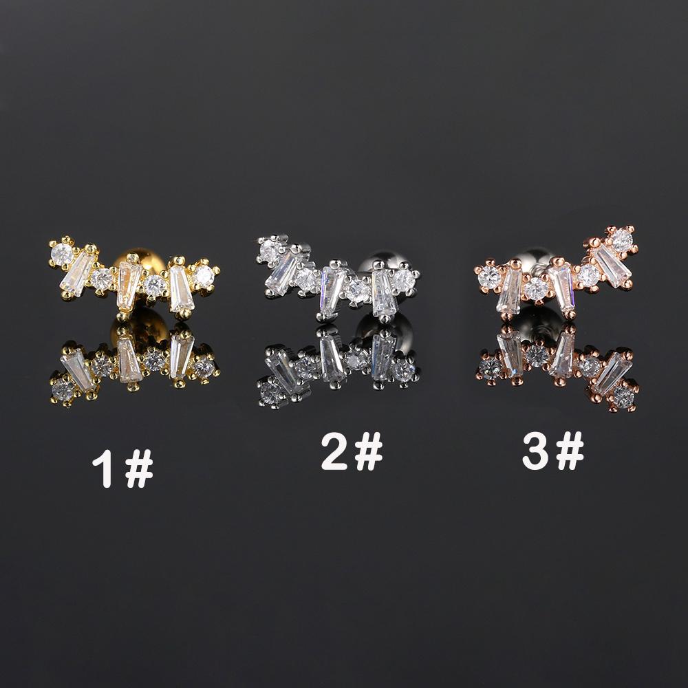 

Stainless Steel Piercing Earrings 1PC Star CZ Ear Stud Piercing Earrings for Women Helix Cartilage Conch Rook Tragus Jewelry 3-rose gold color