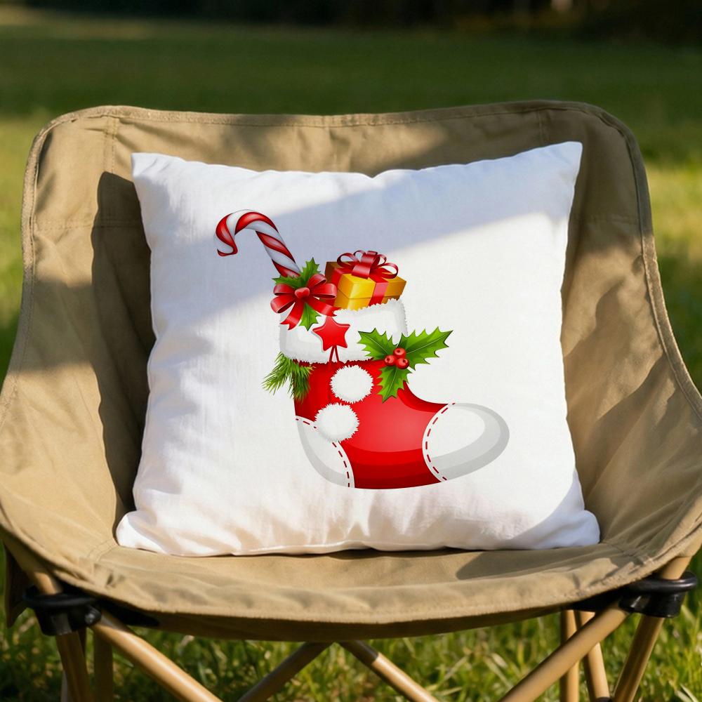 red socks Merry Chrismas Cushion Cover Soft Reversible Durable Pillow Cover MultiScene Use for Home Car Daily Comfort