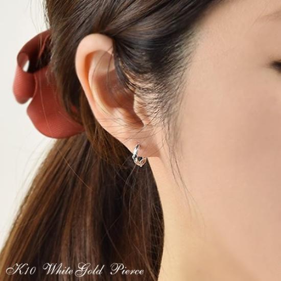 10k White Gold Hoop Snap Earrings for Quality Guarantee Kk109 [Four-Leaf Clover] Earrings, Women, Included