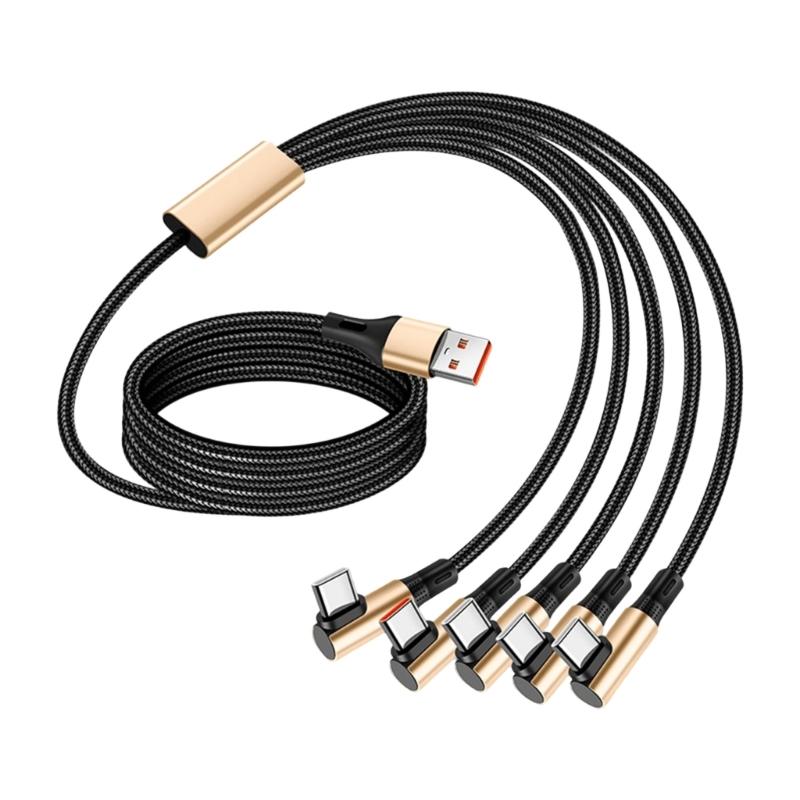 

5-в-1 USB C Кабель для одновременной зарядки нескольких устройств С функцией быстрой зарядки и синхронизации данных Для телефона, планшета, ноутбука