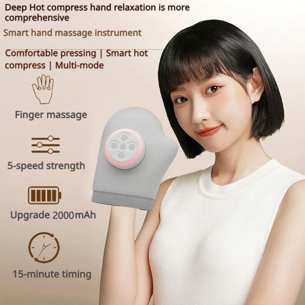 Hand Massager with Heat Compression Relief, 3 Massage, 4 Temperature,Finger Massage Gifts for Loves,wrist and Finger Massager