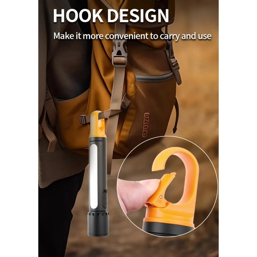 9 Modes LED Flashlight Powerful Zoom Camping Lantren Aluminum Alloy Torch Outdoor Light with Hooks USB Rechargeable