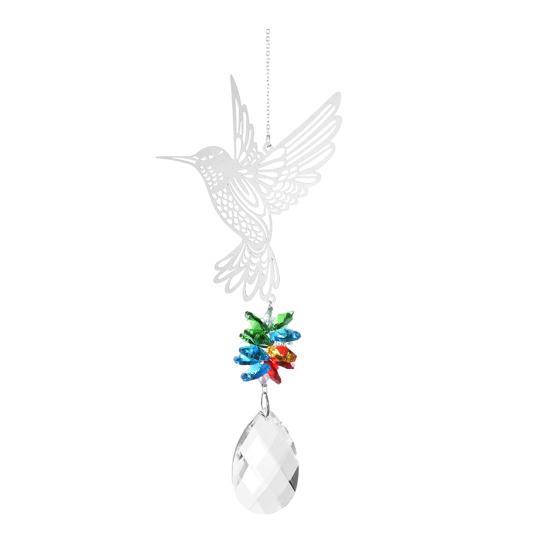 Hanging Metal Hummingbird Suncatcher Prisms Suncatcher Faux Crystal Window C