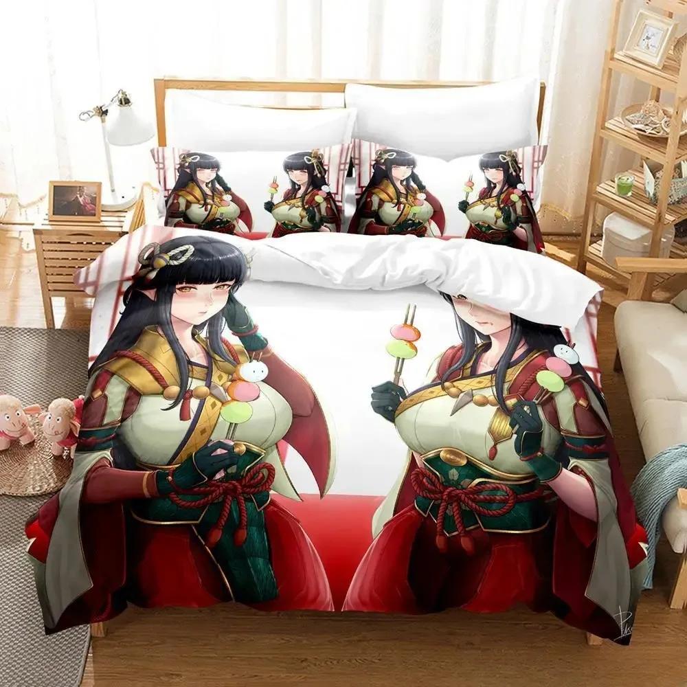 Fashion Game Monster Hunter Hinoa&Minoto Beding Set Single Twin Ful Quen King-Sized Dimensionsd Dimensions Bed Linen Set Adult People Kid Bedrom Duvet