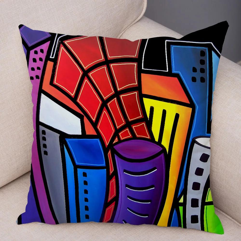 Abstract Painting Cushion Cover Decoration Nordic Style Colorful Cartoon Girl Pillowcase Sofa Home