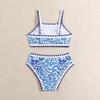 2025 Blue & White Porcelain Print Girls' Swimsuit - Holiday Beach Bikini Swimwear