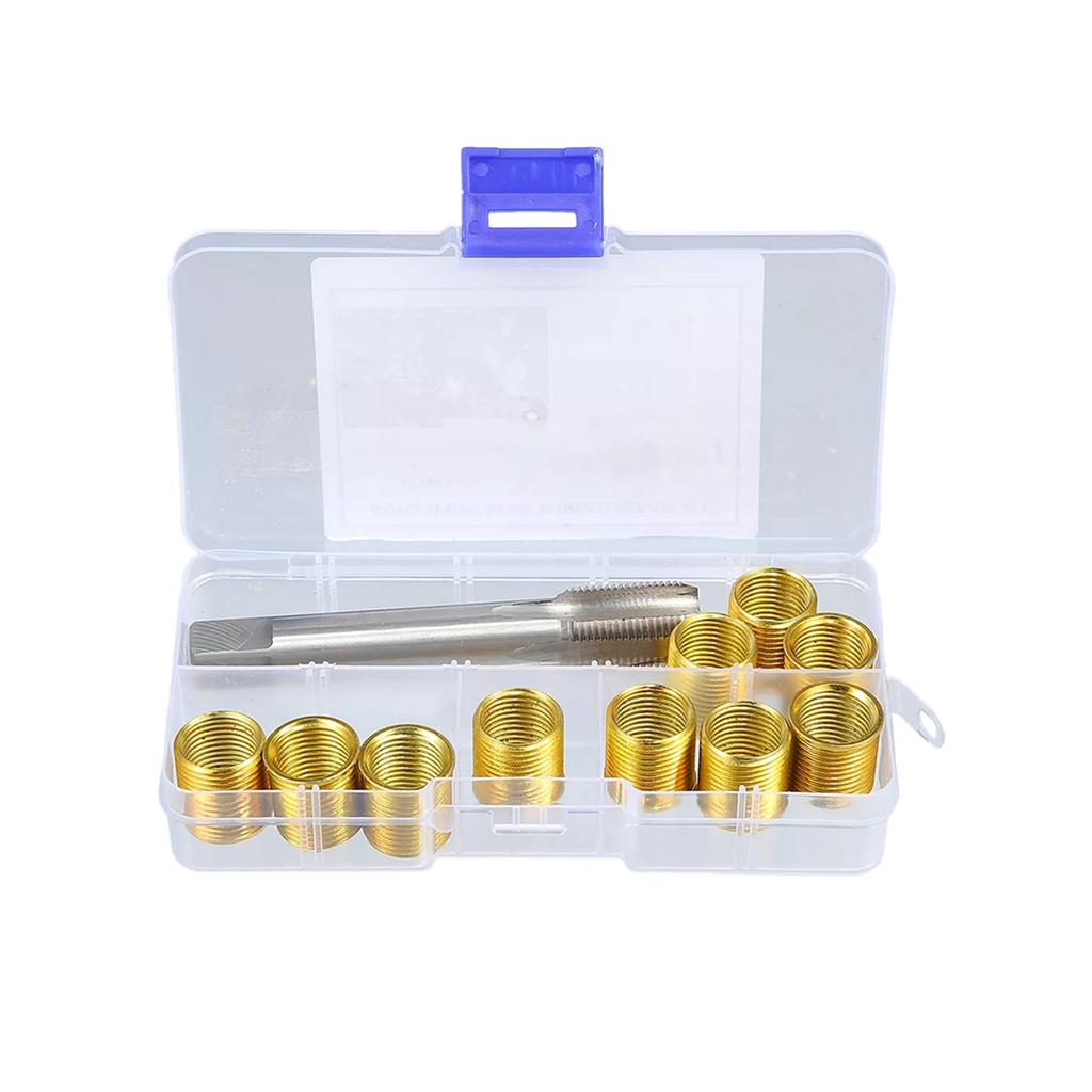 10PCS M14x1.25 Spark Plug Thread Repair Kit Stainless Steel Insert Tap Tool Set for Car Engine Generator Fix Damaged Threads