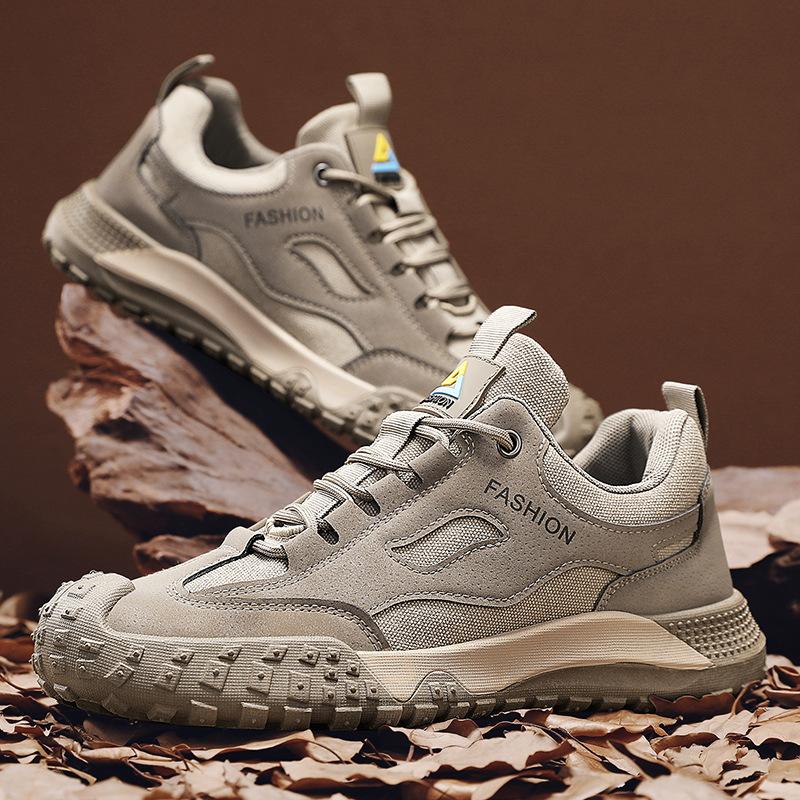 

Men s shoes 2025 spring new sports wear-resistant mountaineering casual shoes men s breathable mesh construction site work labor insurance shoes 44 хакі