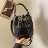 Luxury Designer Bucket Crossbody Bag  New Women Drawstring Vintage Handbags High Quality Patchwork Leather Shoulder Bags