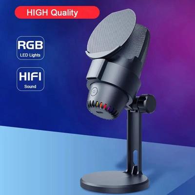 RGB Gaming Microphone Desktop USB Type C Dual Model Condenser Multi Function Gaming Mic For PC Computer Laptop Video Recording