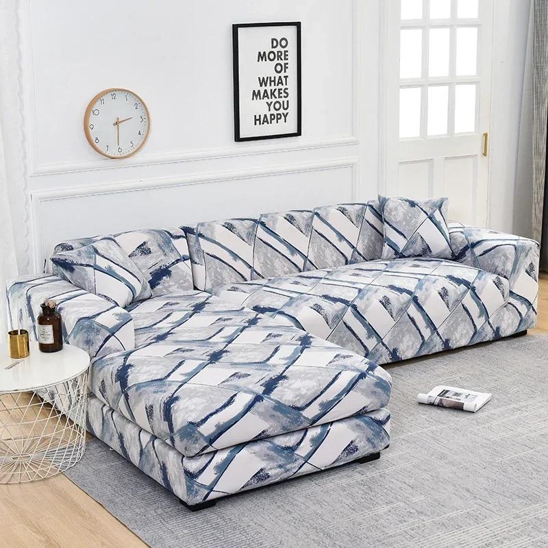 Corner Sofa Covers for Living Room Elastic Slipcovers Couch Cover Stretch Sofa Towel L Shape Chaise Longue