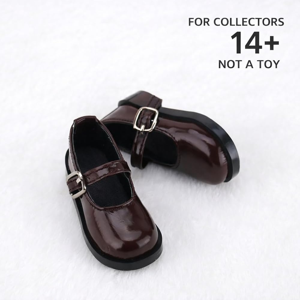 Sunny Step Doll Shoes Brown Strap for 1/3 1/4 1/6 Dolls Dark Brown Lolita Enamel Footwear