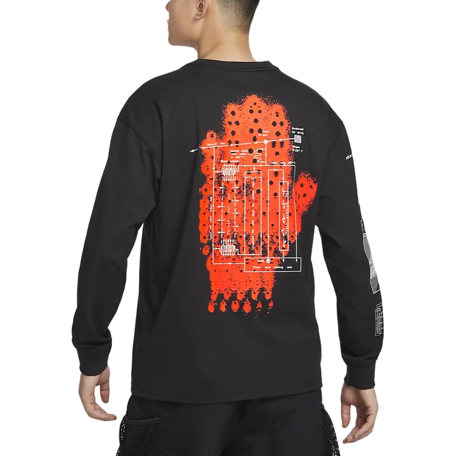 Nike Dri-Fit Outdoor Casual Sports Color Block Quick-Dry Crew Neck Long Sleeve T-Shirt Men Tops Black FZ6705010