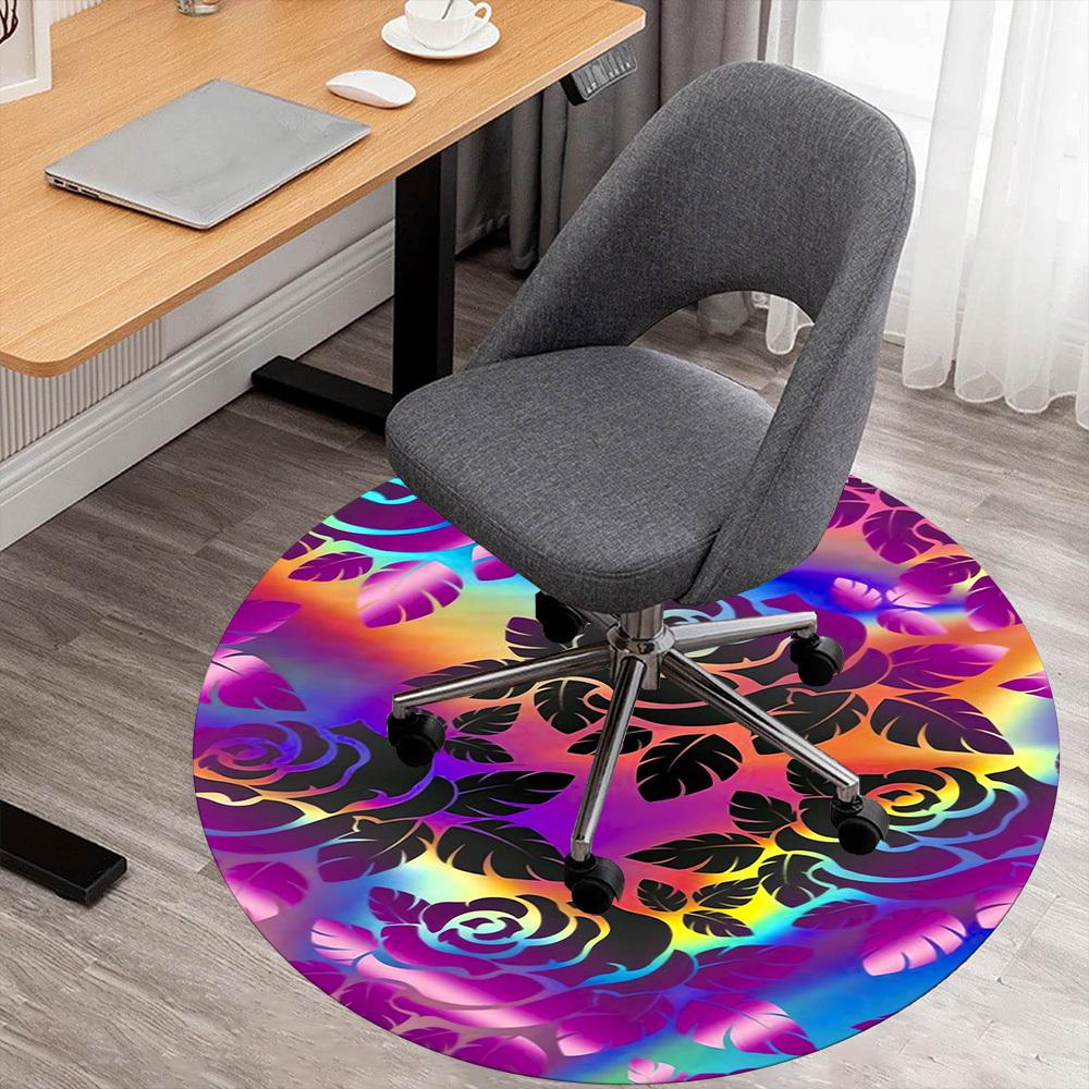 

1pc Rose Floral Round Chair mat Area Rug - Non-Slip, Floor Mat for Office, Bedroom, and Indoor Decor -1002212 80cm by 80cm