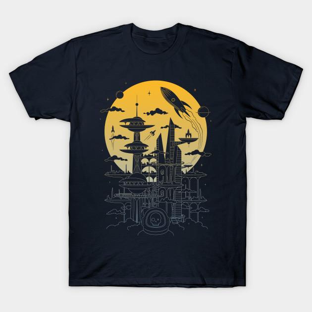 

Men Black Print T-shirt Solar City No-Cut Transfer Paper Print Cotton Tshirt S тёмно-синий