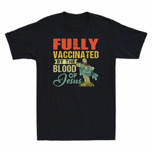 Fully Vaccinated By The Blood Of Jesus Funny Christian Vintage Men s T-Shirt Tee M
