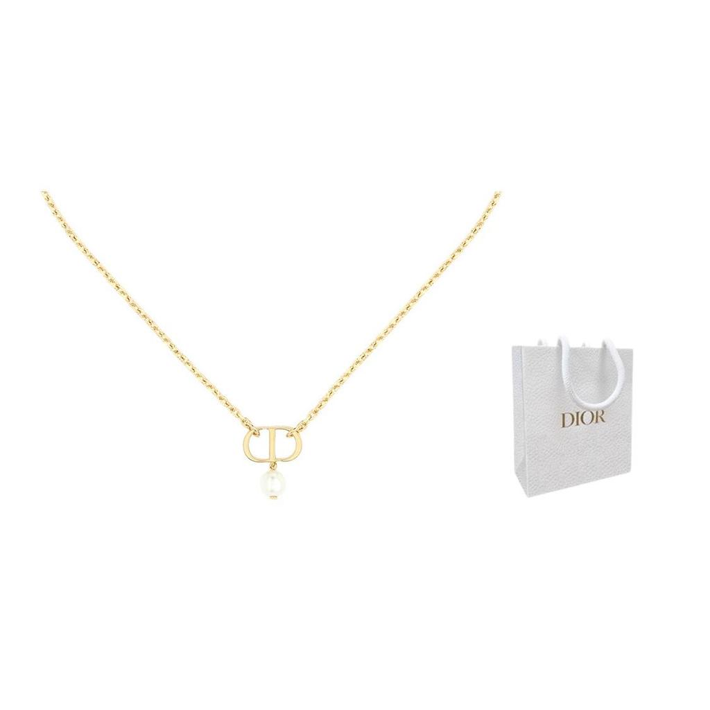 Dior CD Series Round Bead Resin Metal Necklace Women Necklace Gold N1390PTCRS-D301