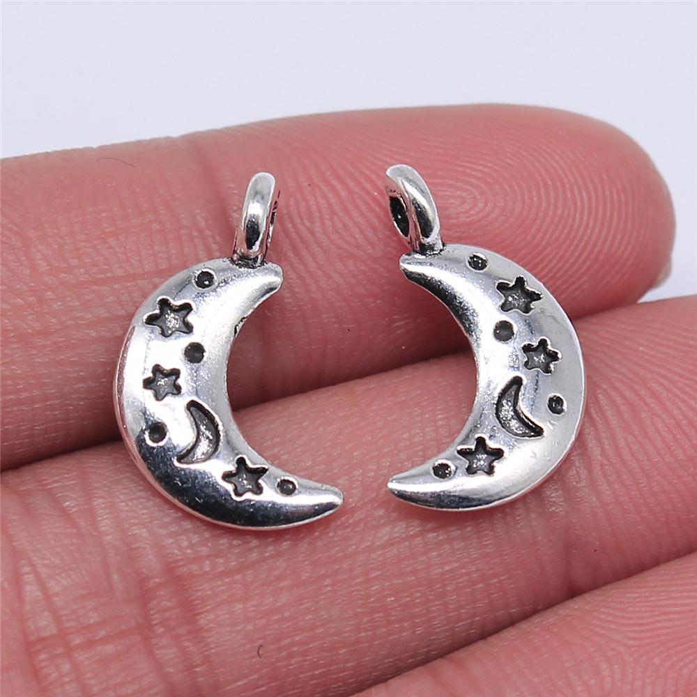 20pcs Star And Moon Charms For Jewelry Making Antique Bronze Silver Color Pendants Making DIY Handmade Tibetan Finding Jewelry