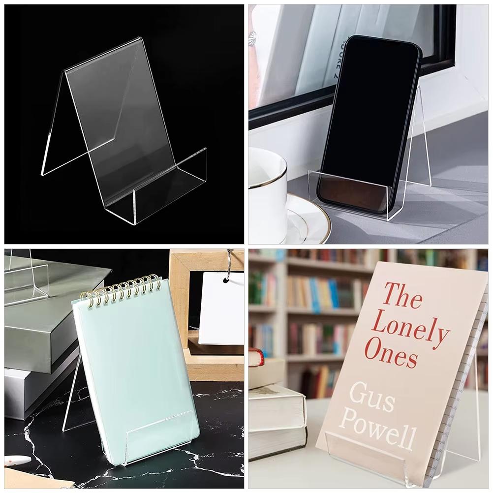 4pcs Transparent Display Stand Book For Shelf Desktop Bookshelf Acrylic Clear Storage Office Book Stand For Display