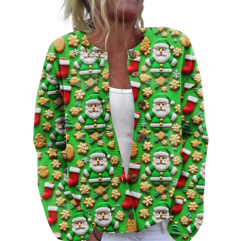 Suéter Navideño para Mujer Suéter Navideño Lindo Divertido Otoño e Invierno Manga Larga Suéter de Punto