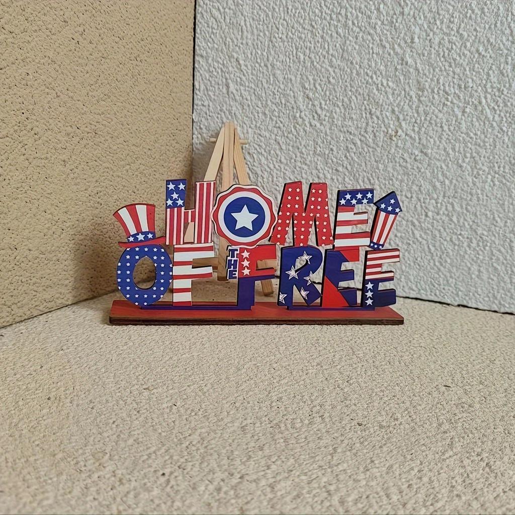 Independence Day Patriotic Wooden Table Decorations Table Sign Party Decoration Gift Wooden Crafts Decorations