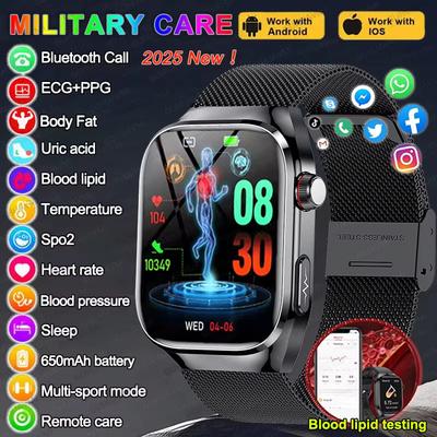 2025 Neue KI Laserdiagnose Gesundheit Smartwatches Herren EKG+PPG Blutfette Harnsäure Herzfrequenz BP Sport Anruf Smartwatch