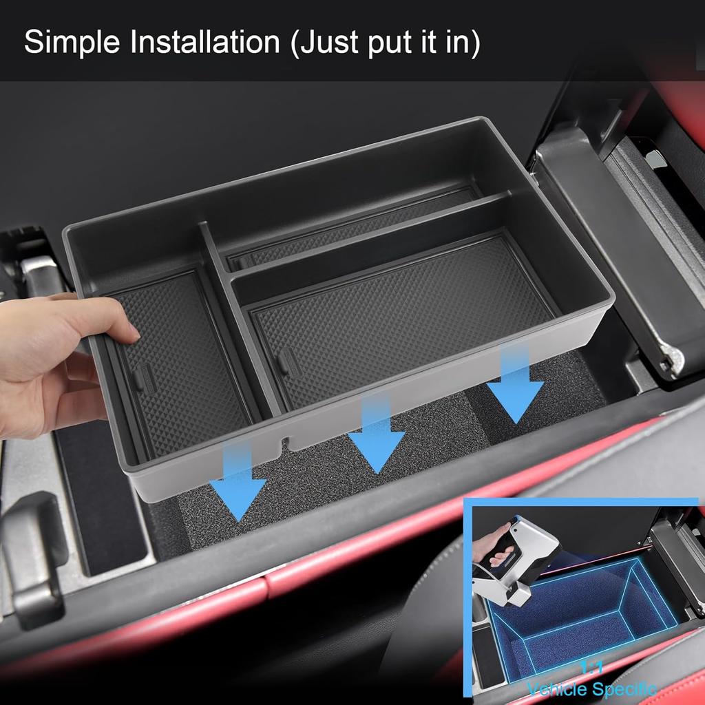 2022 2023 2024 2025 2026 NX 250/350/350h/450h+ Mittelkonsolen-Organizer für Lexus NX, Langlebiger ABS-Kunststoff & Rutschfeste Gummi-Konsolen-Armlehnen-Schale