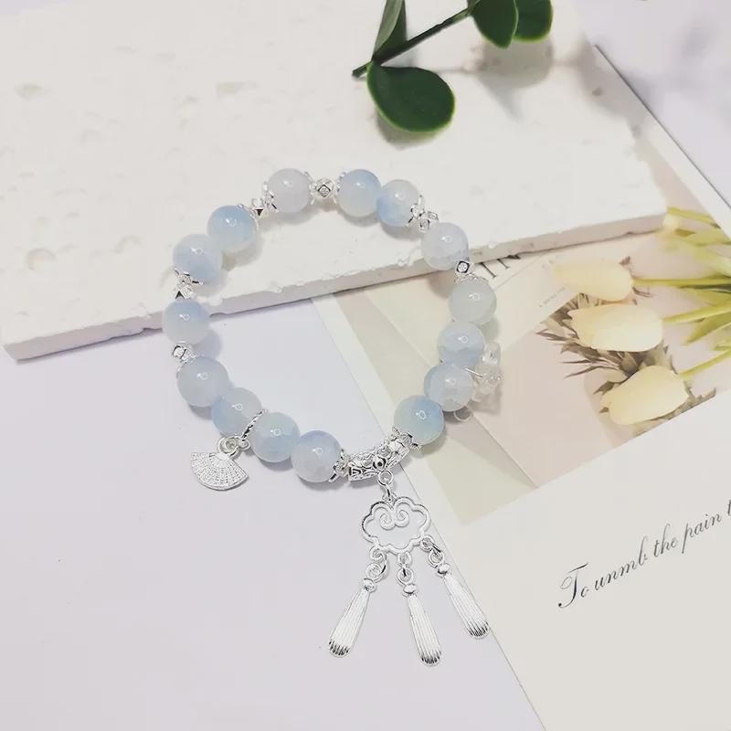 Glückswolke Farbverlauf Quaste Perlenarmband – Eleganter Sommer Damenschmuck im chinesischen Stil