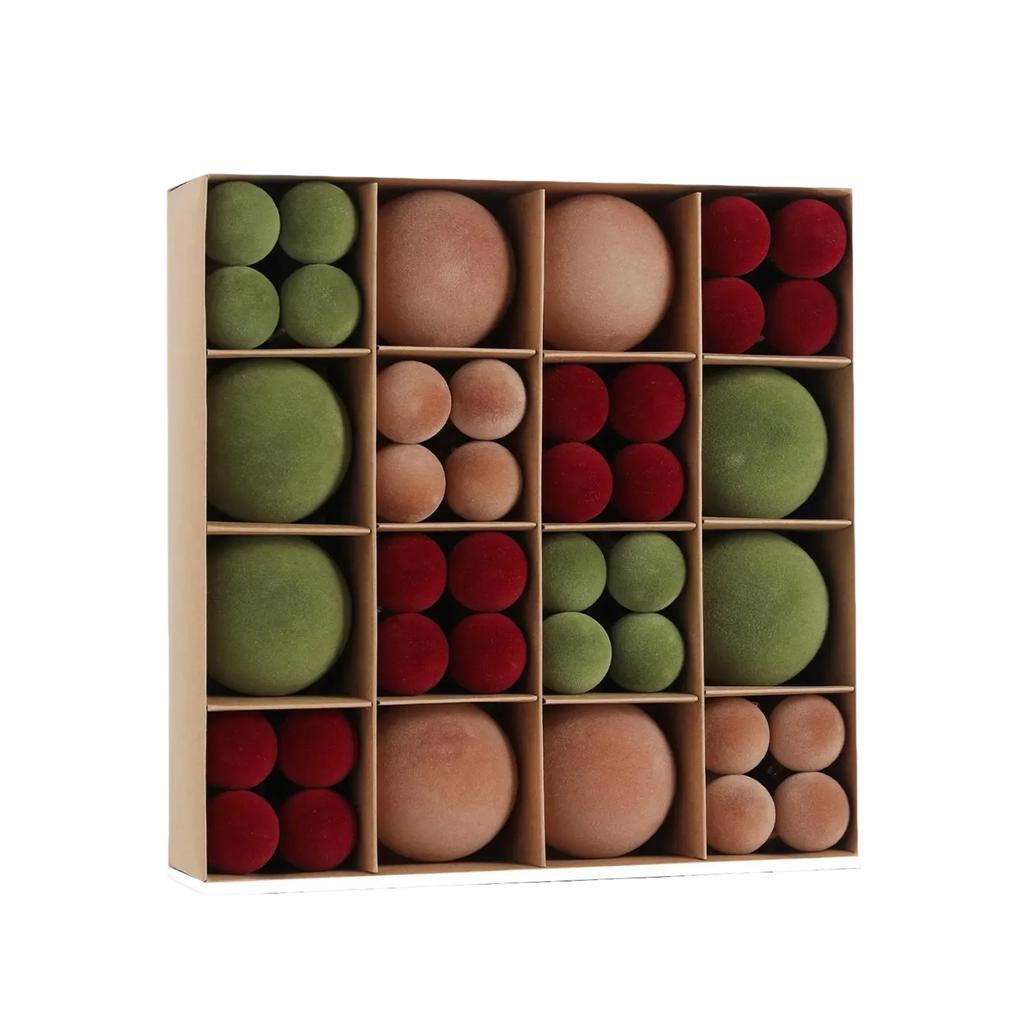 3/6CM 72pcs Mixed Color Plastic Flocked Christmas Ball Set,Colorful Hanging Balls,Christmas Tree Ornament,Xmas Decor Round Balls