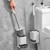 Plastic Wall Mounted No Dead Corner Toilet Cleaning Brush with Drain Base Long Handle Brush Bathroom Accessories