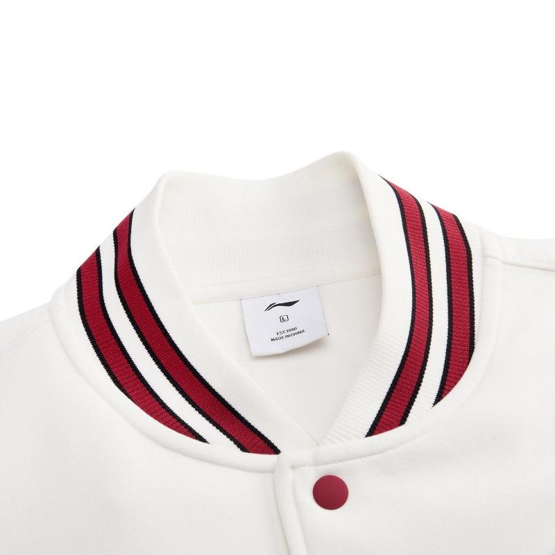 Li Ning Badminton Series Baseball Collar Letter Pattern Embroidered Couple Jacket Unisex Jackets AFDWJ89-2