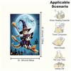 Halloween Witch Cats on Broomstick Wall Art PrintBlanket Flannel Throw Blanket for Sofa, Bed, Travel, Camping, Office, Couch, Chair