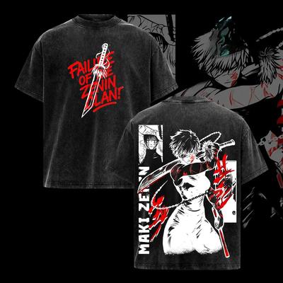Anime Jujutsu Kaisen Zenin Maki Graphic T Shirt Men Women Clothing Oversized Tshirt Washed Cotton T-shirt