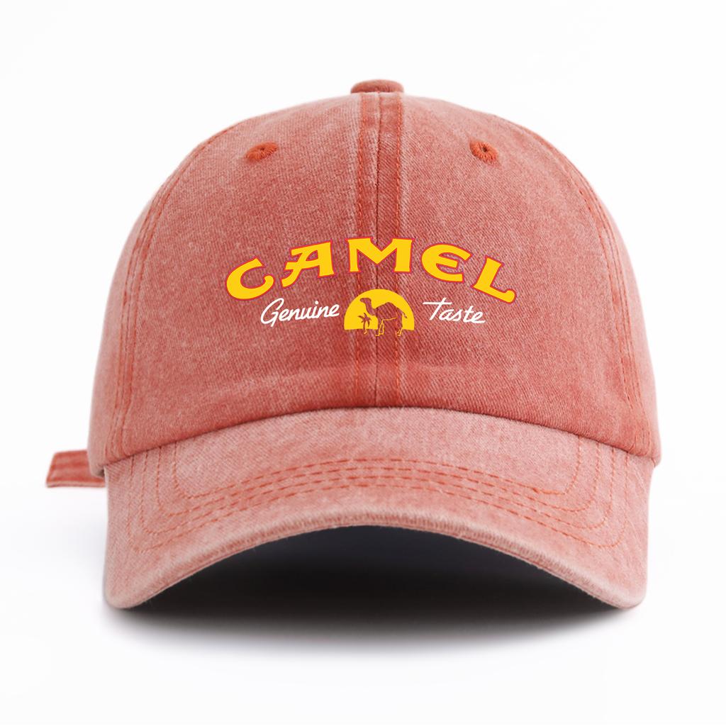 1 Stück CAMEL Print Gewaschene Baseballkappe für ErwachseneMinimalistischer Retro-Stil Lässig Weich Verstellbar Papa-HutPerfekt Als Geschenk